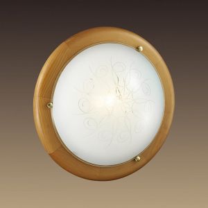125-Sonex Настенно-потолочный светильник Kalda, 1 лампа, стекло, бронза, коричневый, бук