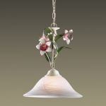 1511/1 Odeon Light Люстра подвесная Vergina, 1 лампа, зеленый, розовый, белый, флористика