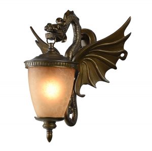 1717-1W Favourite Бра уличное Dragon, 1 плафон, коричневый с золотом, янтарный
