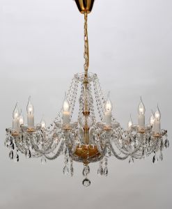 1735-12P-Favourite Люстра Monreal, 12 ламп, стеклянные рожки и блюдца прозрачного цвета
