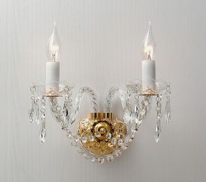1735-2W-Favourite Бра Monreal, 2 лампы, стеклянные рожки и блюдца прозрачного цвета