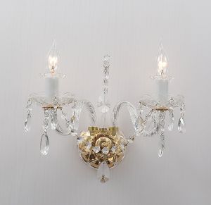 1737-2W-Favourite Бра Мonplaisir, 2 лампы, стеклянные рожки и блюдца прозрачного цвета