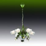 2652/6 Odeon Light Люстра подвесная MERIDA, 6 ламп, белый, зеленый, флористика 