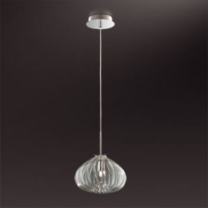 2050/1 Odeon Light Подвес Sfero, 1 лампа, прозрачное стекло с рельефными бороздками, хром