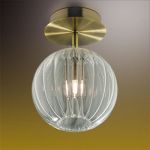 2051/1C Odeon Light Потолочный светильник Sfero, 1 лампа, прозрачное стекло с рельефными бороздками, бронза