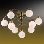 2071/9 Odeon Light Потолочный светильник Sofit, 9 ламп, бронза, белое матовое стекло