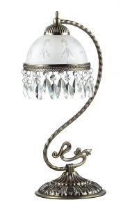 2989/1T-Lumion Настольная лампа Avifa, 1 лампа, белый матовый, прозрачный, бронза состаренная