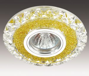 357308 Novotech Светильник встраиваемый хрустальный со светодиодной подсветкой Riva, 1 лампа, серебро с шампань и прозрачным