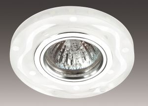 357313 Novotech Светильник встраиваемый со светодиодной подсветкой Riva, 1 лампа, серебро с белым и прозрачным