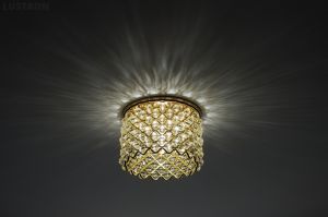 369892 Novotech Светильник встраиваемый Pearl, 1 лампа, золото, прозрачный хрусталь
