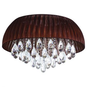465012317 MW-Light Люстра потолочная хрустальная со светодиодной подсветкой Жаклин, 17 ламп, хром, коричневый