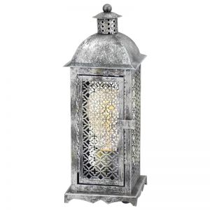 49286-Eglo Настольная лампа Vintage, 1 плафон, белый с серебром