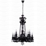 313010818 Chiaro Подвесная люстра Барселона, 18 ламп, декоративные элементы из черного стекла и хрусталя