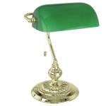 90967 Eglo Настольная лампа Banker, 1 плафон, латунь, зелёный