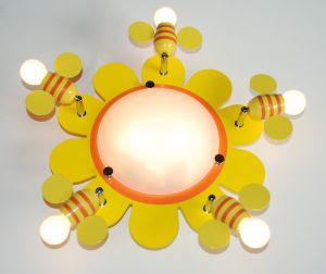 CL603173 Citilux Люстра потолочная детская Пчелки, 7 ламп, желтый с оранжевым, белый