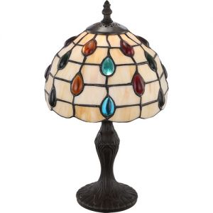 17003T1 Globo Настольная лампа Tiffany, 1 лампа, античная бронза, мультиколор