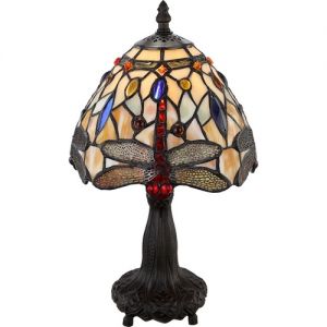 17005T1 Globo Настольная лампа Tiffany, 1 лампа, античная бронза, мультиколор