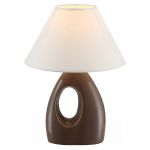 21672 Globo Настольная лампа Laurie, 1 лампа, керамика, коричневый, белый, ткань 