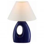 21673 Globo Настольная лампа Laurie, 1 лампа, керамика, синий, белый, ткань 