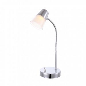 56185-1T Globo Настольная лампа светодиодная Tieka, 1 плафон, белый с прозрачным, хром