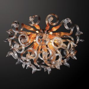 890094 LightStar Люстра потолочная Osgona Medusa, 9 ламп, хром, янтарный с прозрачным