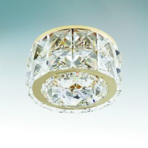 032802 Lightstar Светильник встраиваемый хрустальный Onda круглый, 1 лампа, золото, прозрачный