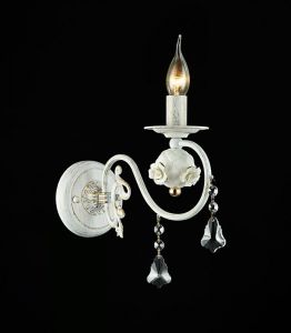 ARM218-01-W Maytoni Бра хрустальное Faberge, 1 лампа, белый с золотом, прозрачный
