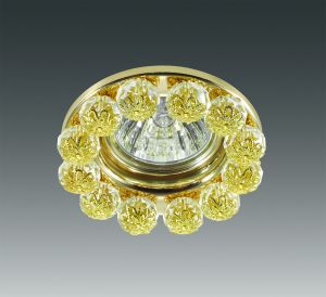 370226 Novotech Светильник встраиваемый хрустальный Maliny, 1 лампа, золото с прозрачным