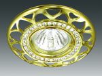 370232 Novotech Светильник встраиваемый поворотный хрустальный Peony, 1 лампа, золото, прозрачный