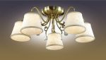 2915/5C Odeon Light Люстра потолочная Solera, 5 ламп, бронза, бежевый с белым, прозрачный