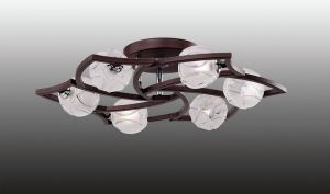 1040-6U Favourite Люстра потолочная Mocco, 6 ламп, коричневый, прозрачно-матовое стекло