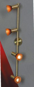 LSQ-4199-04 LUSSOLE Спот из серии Leggero, 4 плафона, матовое золото, красно-оранжевое стекло