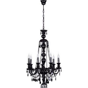 313010707 Chiaro Подвесная люстра Барселона, 7 ламп, декоративные элементы из черного стекла и хрусталя