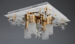 OML-17717-09 Omnilux Люстра потолочная со светодиодной подсветкой и пультом, 9 ламп, белый, золото