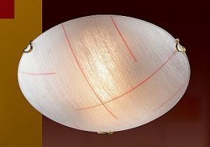 154 Sonex Потолочный светильник Lint, 1 лампа, белый, декоративные оранжевые полоски на плафоне