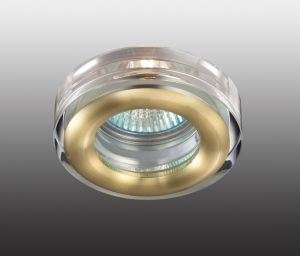 369881 Novotech Светильник встраиваемый влагозащищенный Aqua, 1 лампа, золото с прозрачным