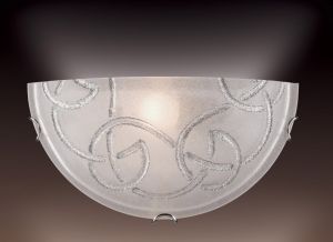 013 Sonex Бра Brena Silver, 1 лампа, белый стеклянный плафон с серебристым узором
