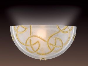 012 Sonex Бра Brena Gold, 1 лампа, белый стеклянный плафон с золотым узором