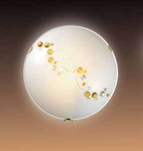 107 Sonex Потолочный светильник Barli, 1 лампа, золото, декоративные элементы из прозрачного и янтарного стекла