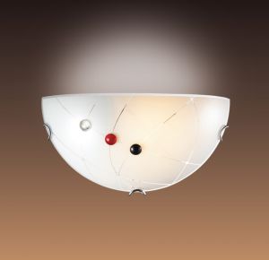 006 Sonex Бра Cave, 1 лампа, хром, декоративные элементы из прозрачного, черного и красного стекла