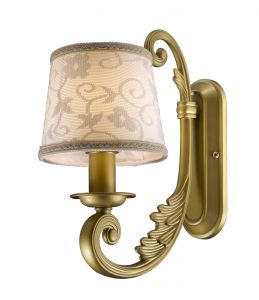 1472-1W Favourite Бра Monic, 1 лампа, золотисто-коричневый, белый, ткань 