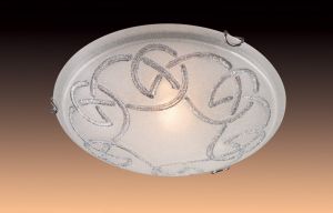 213 Sonex Потолочный светильник Brena Silver, 2 лампы, белый стеклянный плафон с серебристым узором 