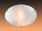 154-Sonex Потолочный светильник Lint, 1 лампа, белый, декоративные оранжевые полоски на плафоне
