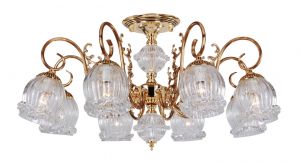 1436-8U Favourite Люстра потолочная Dolce, 8 ламп, белый с золотой патиной, выдувное муранское стекло