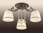 2696/3C Odeon light Потолочная люстра Veado, 3 лампы, белый, коричневый, текстиль 