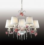 2685/6 Odeon light Подвесная люстра Padma, 6 ламп, белый, розовый, ткань