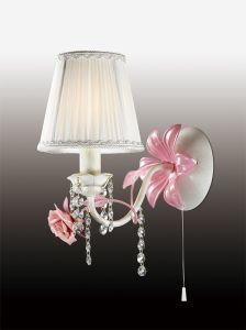 2685/1W Odeon light Бра Padma, 1 лампа, белый, розовый, ткань