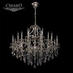 604010818 Chiaro Люстра подвесная хрустальная Стефания, 18 ламп, английское черненное серебро, прозрачный