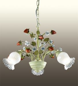 2800/3 Odeon Light Люстра подвесная Fragola, 3 лампы, зеленый, красный, белый, флористика