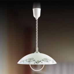 П603 Sonex Подвесной светильник Glory, 1 лампа, белый плафон с темно-зеленым рисунком